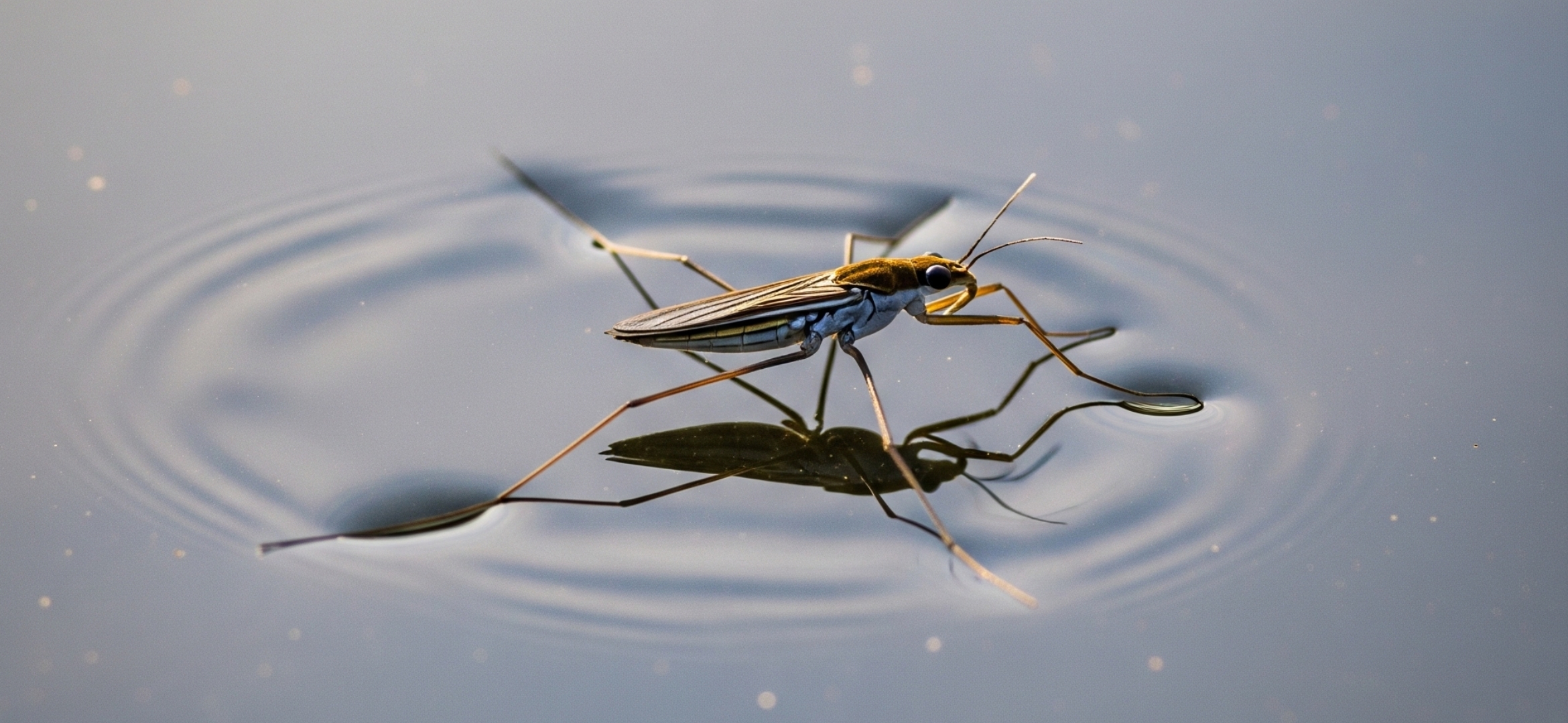 Imagen de un insecto caminando sobre el agua, demostrando la tensión superficial